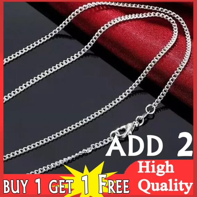 16" Inch -30" Inch 925 Sterling Silver Filled Curb Chain Necklace For Women Uk