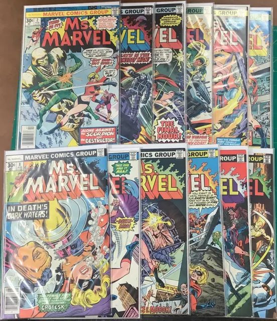 Lot of 12 Ms Marvel (1977-78) Marvel Comics #2 3 4 5 6 7 8 9 10 11 12 13 OXL-01