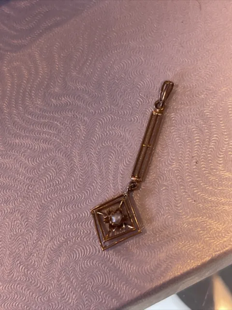 Art Deco Lavalier Pendant For Necklace 10k Gold Pearl