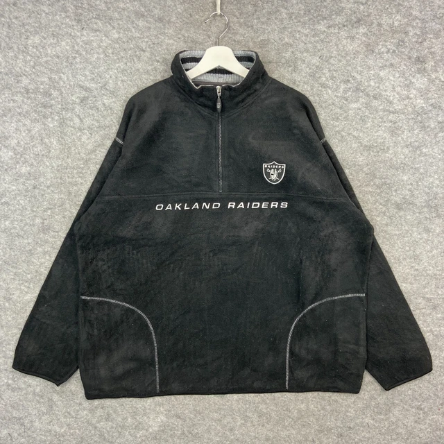 Oakland Raiders Fleece Mens Extra Large Black NFL Jumper Sweatshirt Jacket Y2K