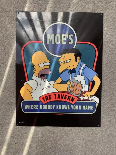 Metal Sign The Simpsons Moe's Tavern Where Nobody Knows Your Name Sign