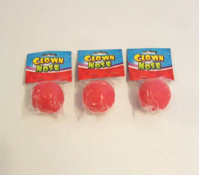 3 New Red Foam Clown Noses Circus Clown Costume Accessory Carnival Party Favors