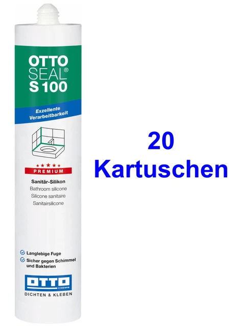 Ottoseal S100 20x300ml Silicone pour Sanitaires Scellage Sceau Moule Bain Douche