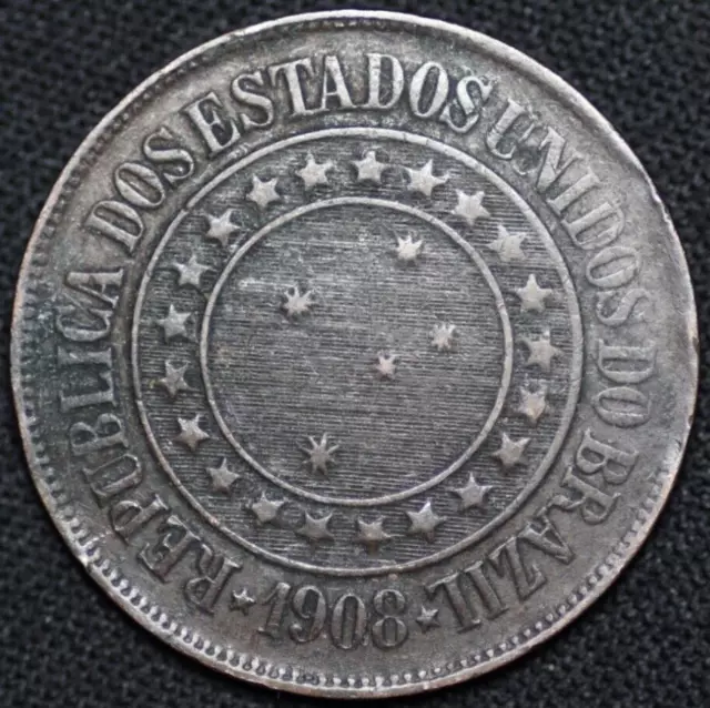 BRAZIL ~ 1908 ~ 40 Reis ~ Quality World Coin ☘️ V -#534 ☘️