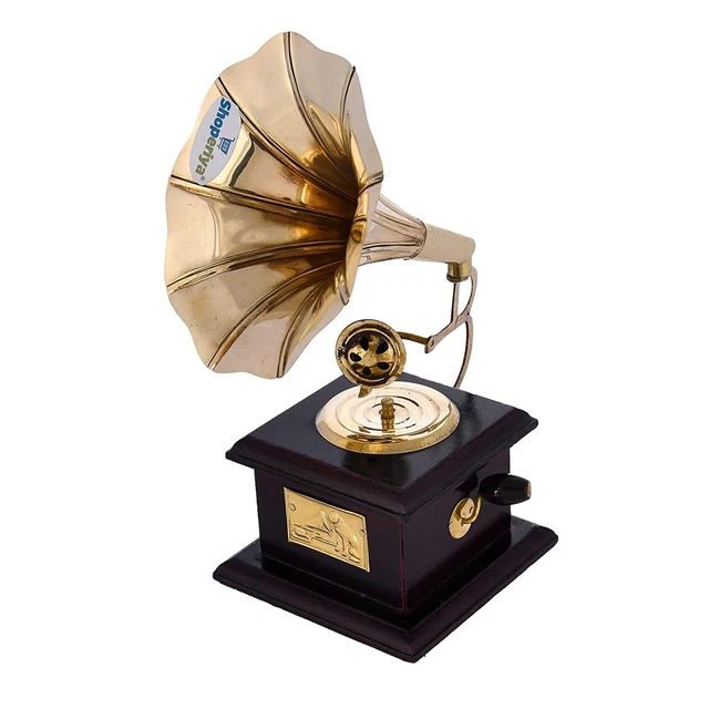 Corno Grammofono In Ottone Stile Antico - 40x35x40 Cm - Decorativo Per Appassionati - Foto 11