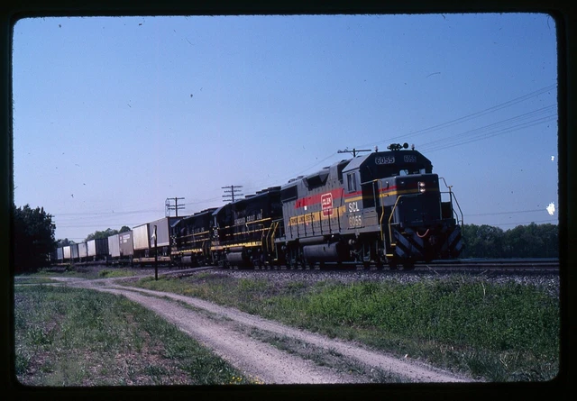 Railroad Slide - Seaboard Coast Line SCL #6055 Locomotive 1982 Freight Train