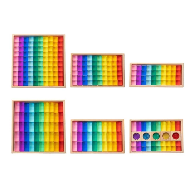 Regenbogen-Stapelspielzeug Aus Holz & Acryl – 32 Oder 50 Teile – Lernspielzeug Für Kinder Ab 3 Jahren