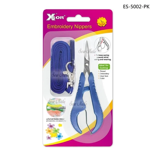 Pinzas bordadas Xsor, 4 7/8" (12 cm), curvas con correa