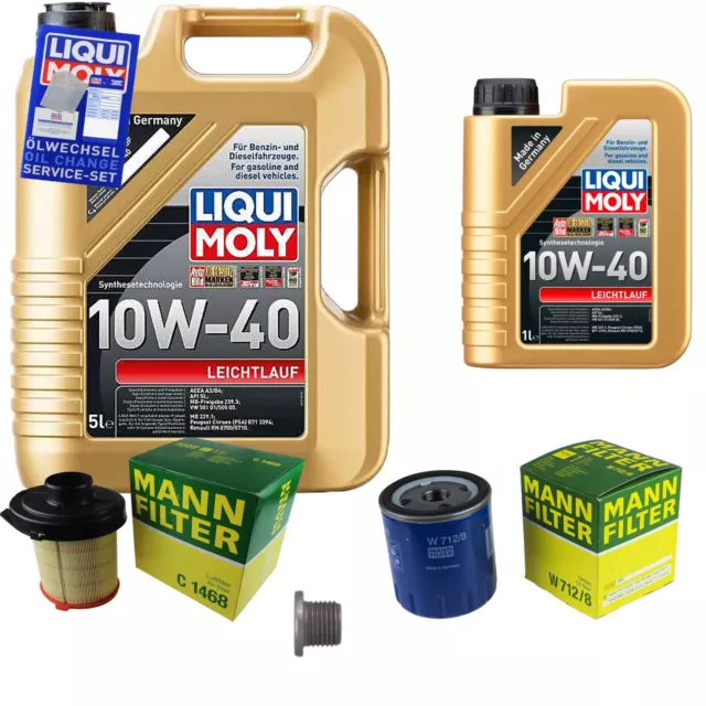 Mann-Filter Inspección Set 6 L Liqui Moly 10W-40 para Peugeot 106 II