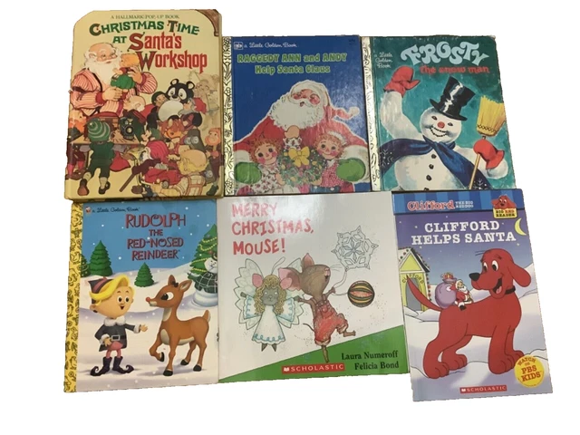 6 Christmas Little Golden Books & More Lot~Raggedy Ann~Frosty~Santa~Rudolph