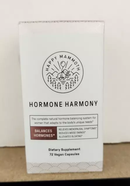 Happy Mammoth Hormone Harmony Dietary Supplement 72 Vegan Capsules NEW! Exp 2025
