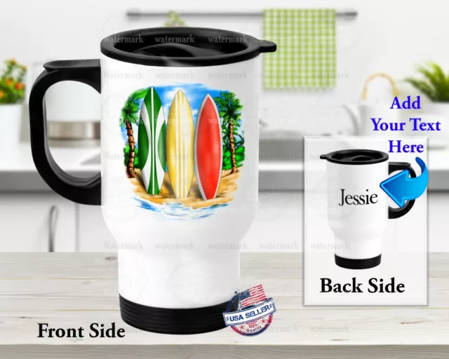 Surfing Surfboards Design - Stainless Steel Thermal 14oz Insulated Travel Mug