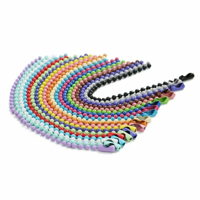 50pcs Round Ball Bead Chains 2.4mm Multi Colors Connector Chain Jewelry Making S