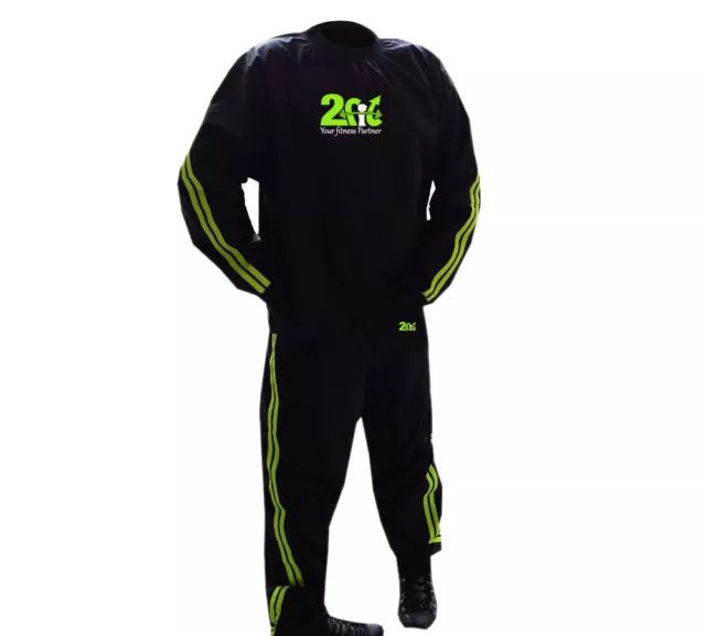 2Fit Sweat Sauna Suit Green Gym Training Track Suit Unisex Slimming Weight Loss 2