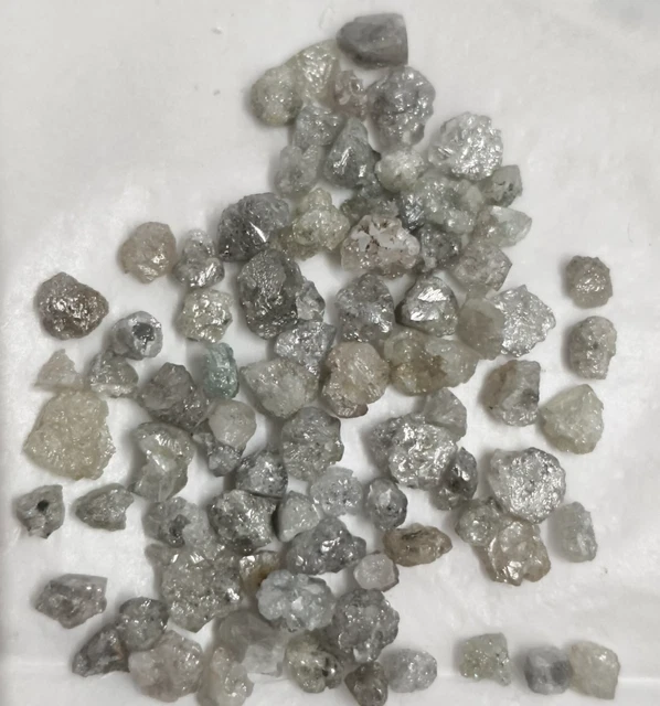 Lot De 3 Diamants Bruts Naturels - 3,15 Carats - Blanc - 5,0-5,5 Mm - Origine Afrique Du Sud
