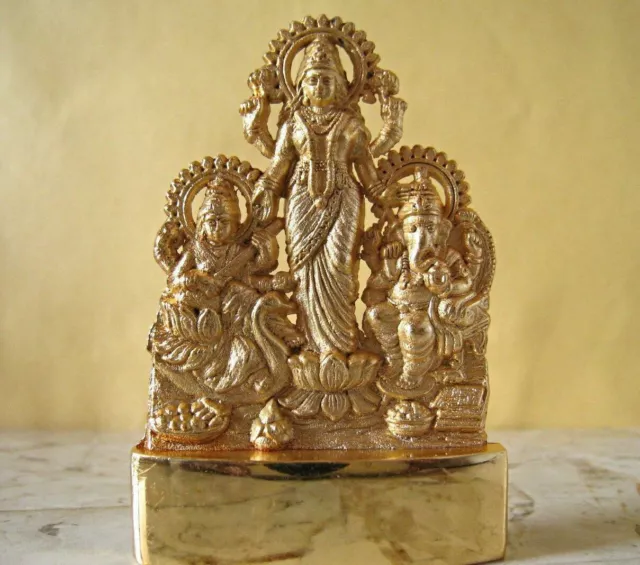 Lord Ganesha Laxmi Lakshmi Saraswati Antique Idol Statue Om Hindu God Blessed Om