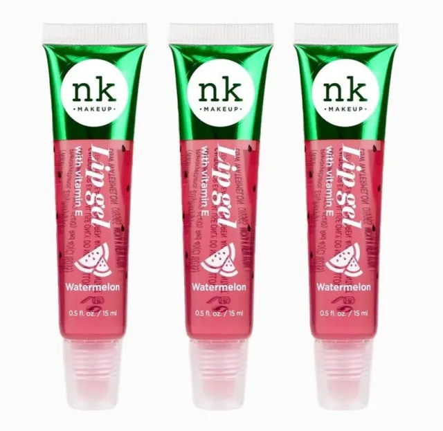 NK Makeup Watermelon Lip Gel Lip Gloss with Vitamin E (Pack of 3)