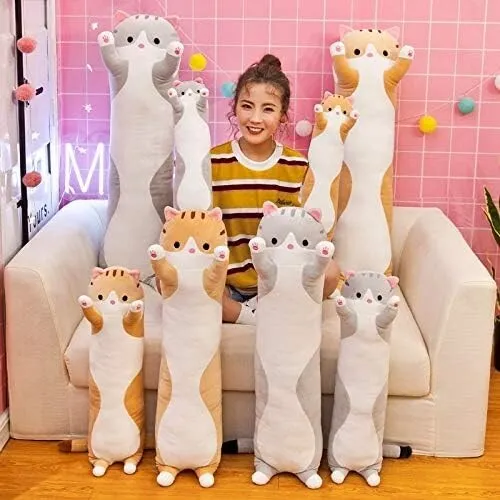Long Cute Cat Stuffed Animal Plush Toy Doll Pillow Soft Cushion Kids Gifts XMAS