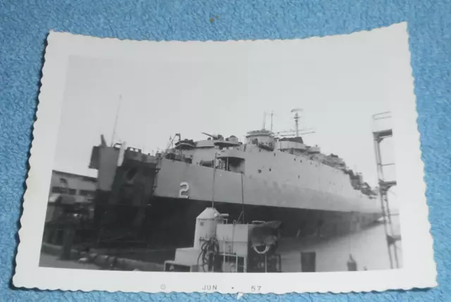 1957 Photo US Navy Dock Landing Ship USS Belle Grove LSD-2 Docked In California?