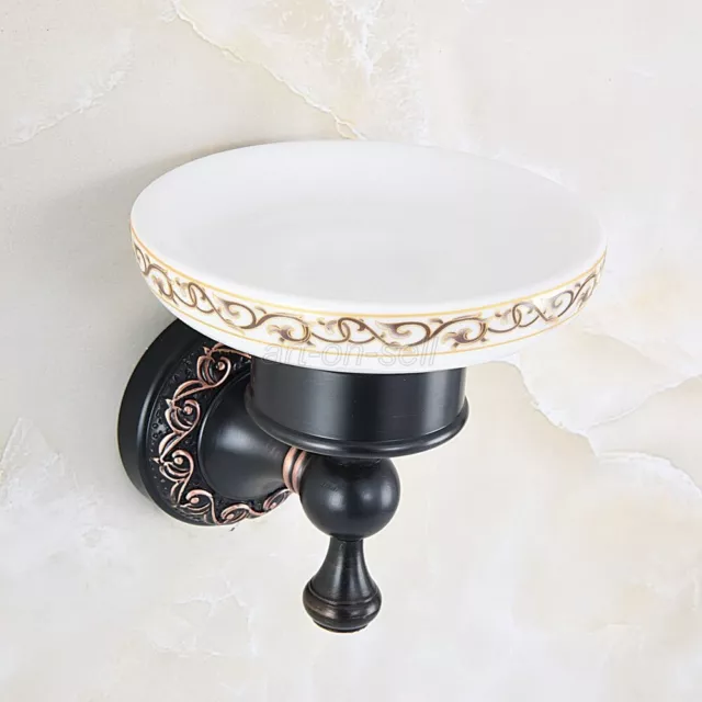 Oil Rubbed Bronze Wall Mounted Ceramic Soap Dish Holder Bathroom Accessories