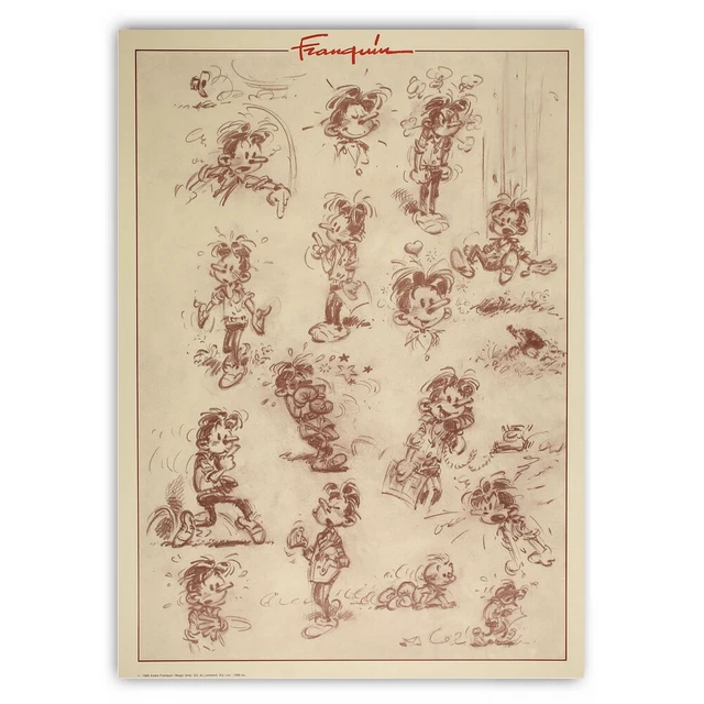 Poster offset Franquin Modeste and Pompon, Pencil sketch 1988 (40x60cm)