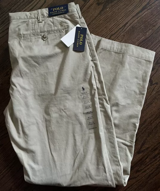 NWT Polo Ralph Lauren Mens Beige Stretch Straight Fit Chino Pants Sz 40x34 $115