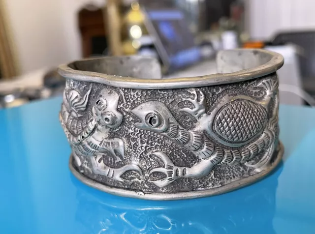 Antique Repousse Burmese Silver Cuff
