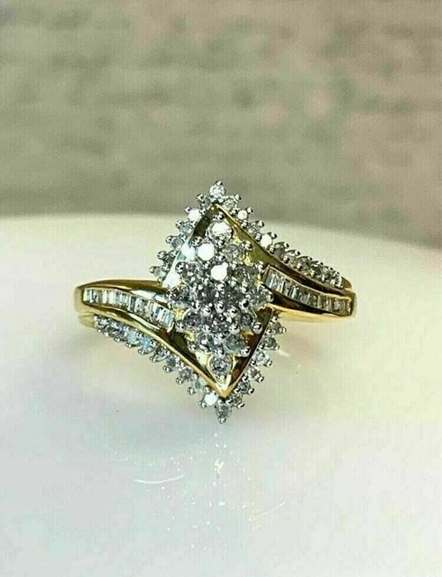 3.20Ct Round Cut Lab Created Diamond Cluster Women's Ring 14K Yellow Gold Plated