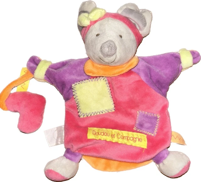 Doudou et Compagnie Marionnette Souris Cœur Rose Violet TBE