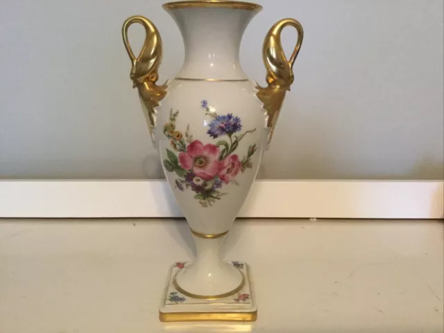 Vintage Kaiser Comtesse Porcelain West Germany Rose Floral Vase Urn 9.25" Tall