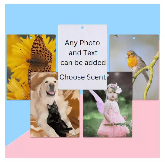 Personalised Photo / Text Car Air Freshener Choice Of Fragrances, Novelty Gift