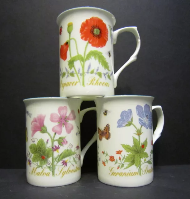 3 Set Of three Angelique Fine Bone China Mugs Cups Beakers