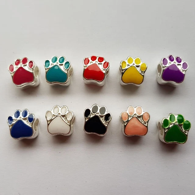 Großlochperlen 10 Stück Mix Pfote Perlen Paracord Metallperlen Tatze Schmuck