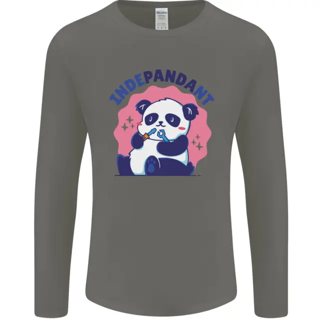 T-shirt da uomo Indepandant divertente indipendente panda orso a maniche lunghe