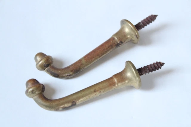 antique towel hooks | brass old vtg victorian kitchen deco bathroom acorn