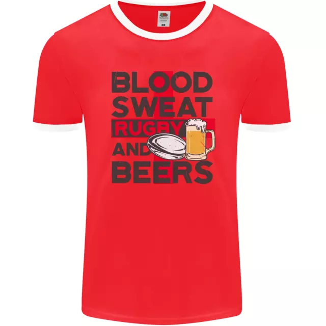 Maglietta Blood Sweat Rugby and Beers Inghilterra Divertente Uomo FotoL