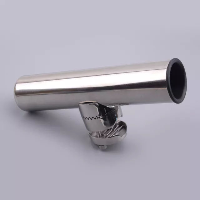 Stainless Steel Clamp On Boat Fishing Rod Holder Fit For Rail 1-1/4"to 2" Silver