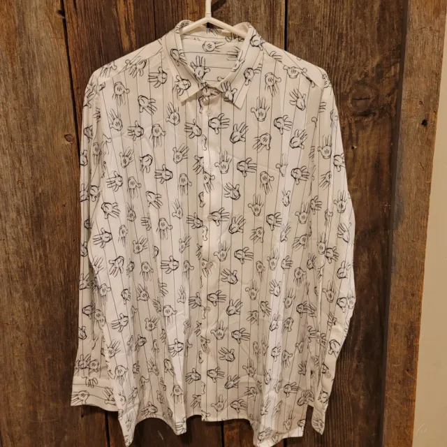 Mickey Mouse Hands Print White Button Up Shirt (Stella McCartney?) (Fantasia)
