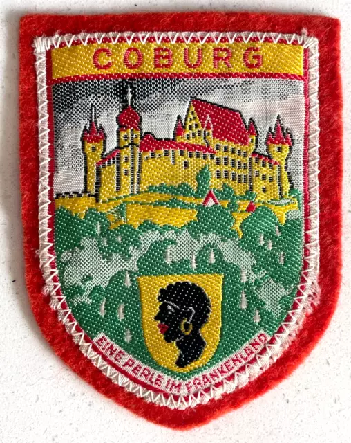 Coburg Felt Travel Patch Vtg Souvenir Crest Shield Coat of Arms Moor Germany