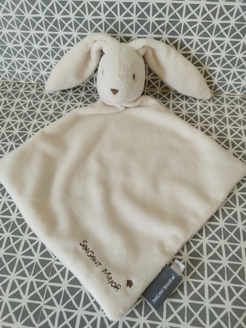 Doudou plat lapin blanc écru Sergent Major