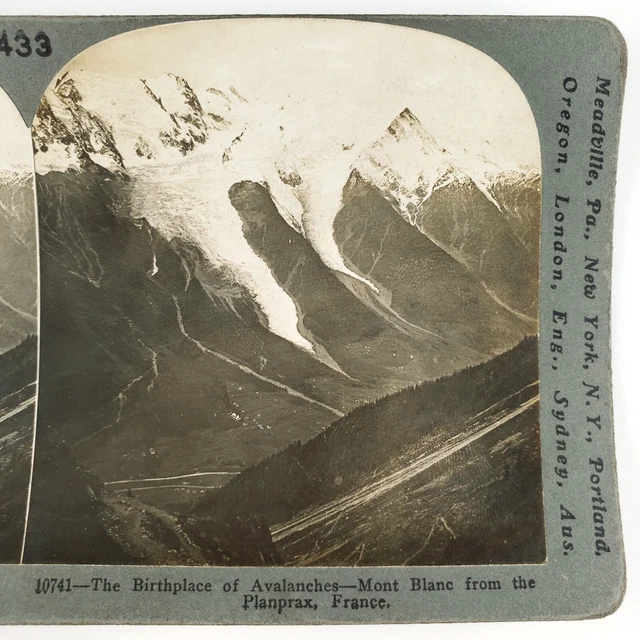 Mont Blanc Alps Mountain Stereoview c1900 Keystone Planpraz French Peak Art H710