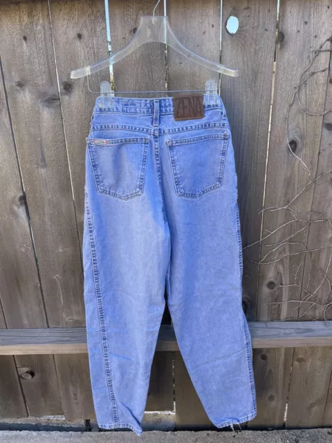 VINTAGE Zena Jeans Womens 9 High Rise Stone Wash Mom Conductor Stripe 80s