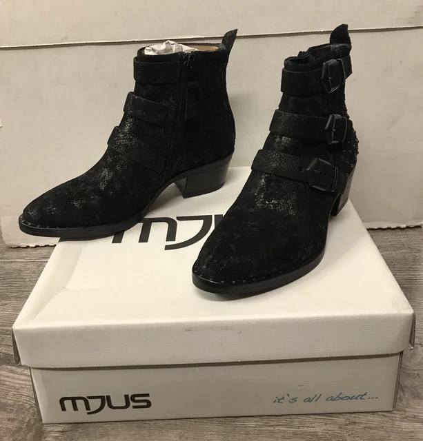 Destockage Neuf : Bottines Marque Mjus Cuir Noir @ T 40 @ Neuf 159€ @ N172