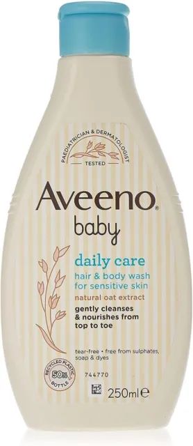 AVEENO Baby Daily Care Hair and Body Wash 250ml (2 Pack)