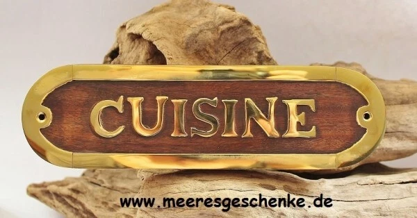 Türschild maritim  "CUISINE " ca. 18 x 5 x 1 cm aus  Holz & Messing