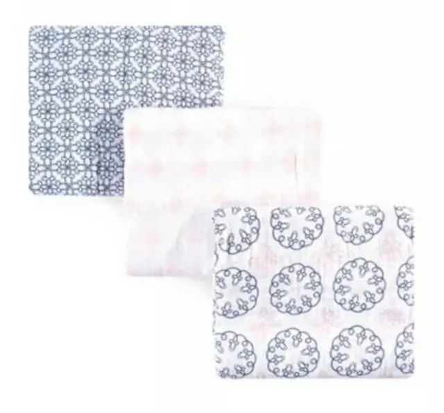 New Yoga Sprout Girl Cotton Muslin Swaddle Blankets 3 In Pack Whimsical