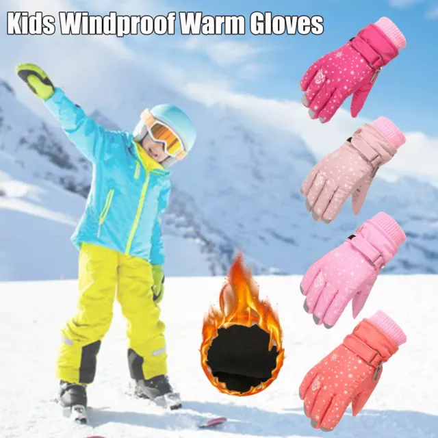 Kids Outdoor Winter Waterproof Warm Children Boys Girls Gloves Ski Mitten Snow