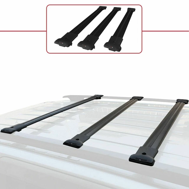 VW T5 T6 Transporter Black Aluminium Roof Rack Cross Bars Swb , Lwb 3X