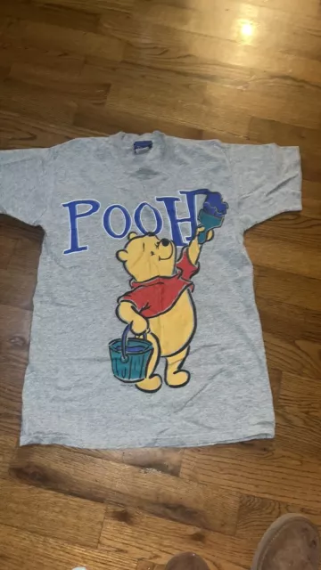 Vtg 90s Winnie The Pooh T Shirt DISNEY Painting Single Stitch sz L made in USA