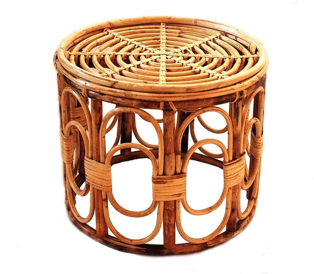 Handmade Vintage Look Cane Wicker Rattan Stool Ottoman Chair Furniture